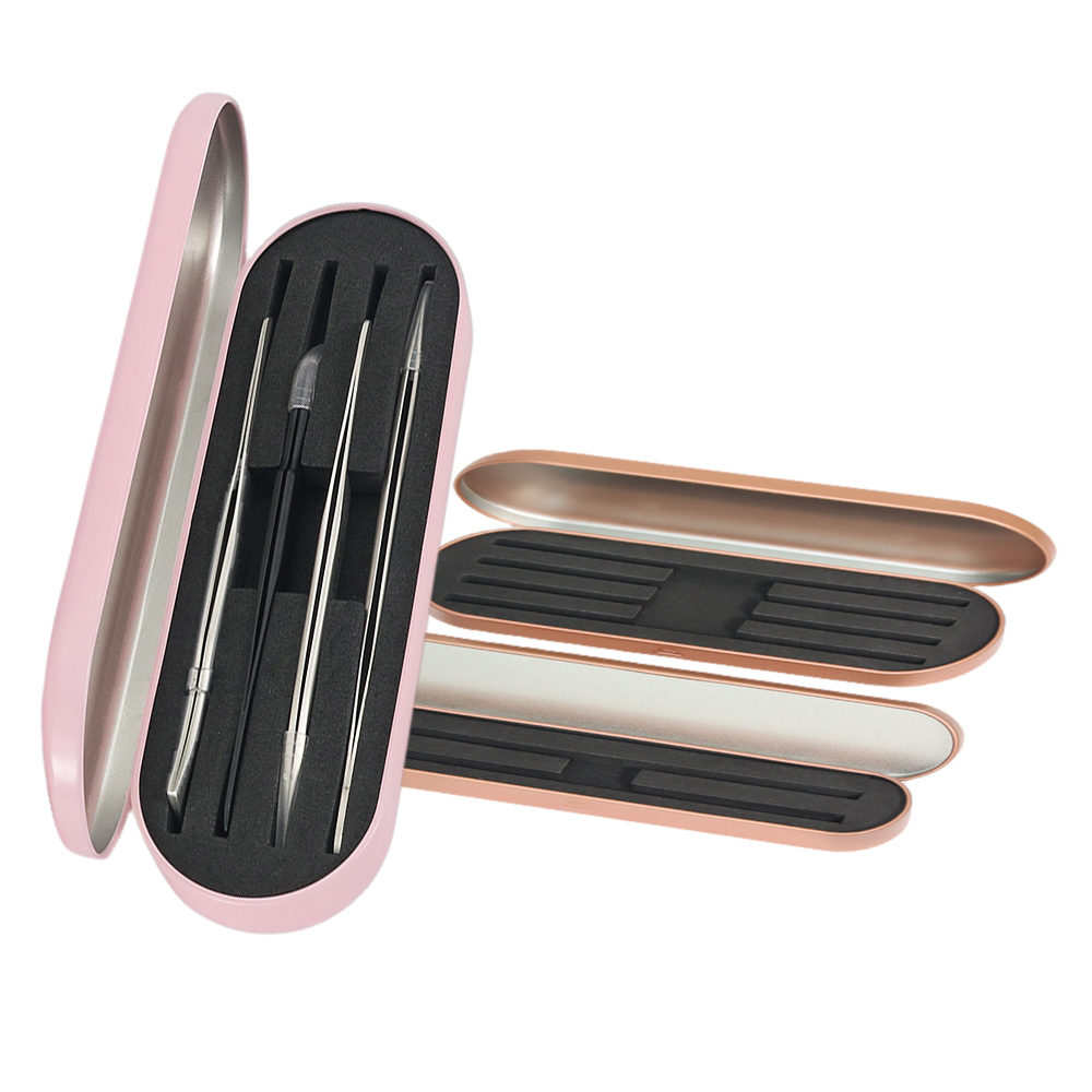 1 pz custodia per pinzette per ciglia materiale in banda stagnata facile da trasportare doppia protezione scatola di colori di diverse dimensioni fornitore di strumenti