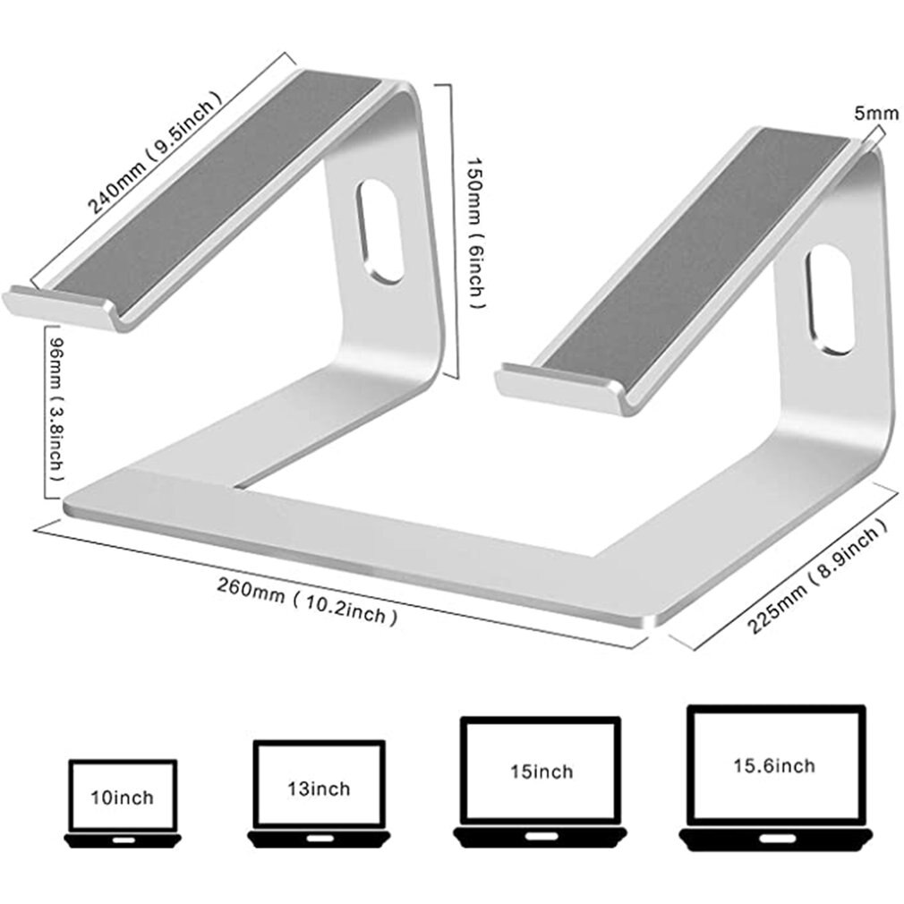 Bærbar stativ bærbar holder bærbar til bærbar computer løfteholder skridsikker justerbar aluminiumslegering icoco