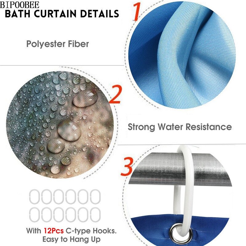 Tenda da doccia silenziosa con motivo in bambù che scorre per la decorazione del bagno tessuto tende da bagno in poliestere tappeto con piedistallo coperchio del coperchio della toilette