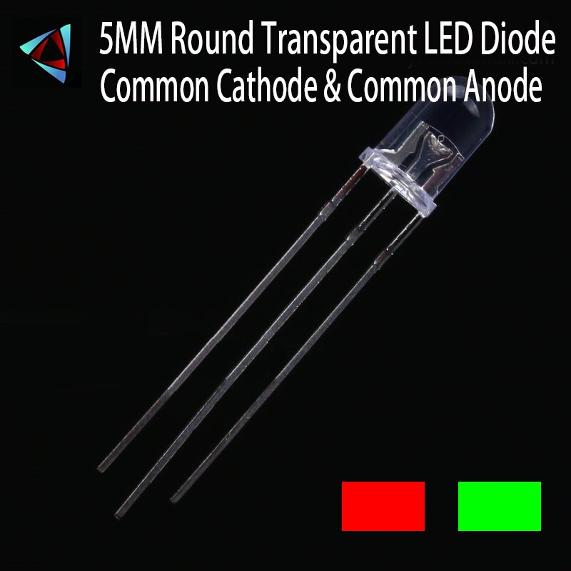 30pcs LED 5mm Red Green Common Cathode& Common Anode 5 mm High Brightness Transparent Round Bi-Color Light-Emitting Diode