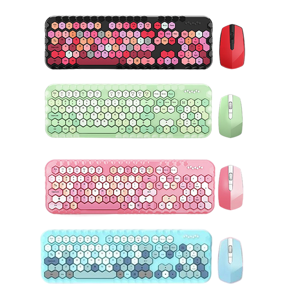Mixed Color 2.4Ghz Wireless Keyboard and Mouse Set Notebook Desktop Wireless Office Keyboard and Mouse
