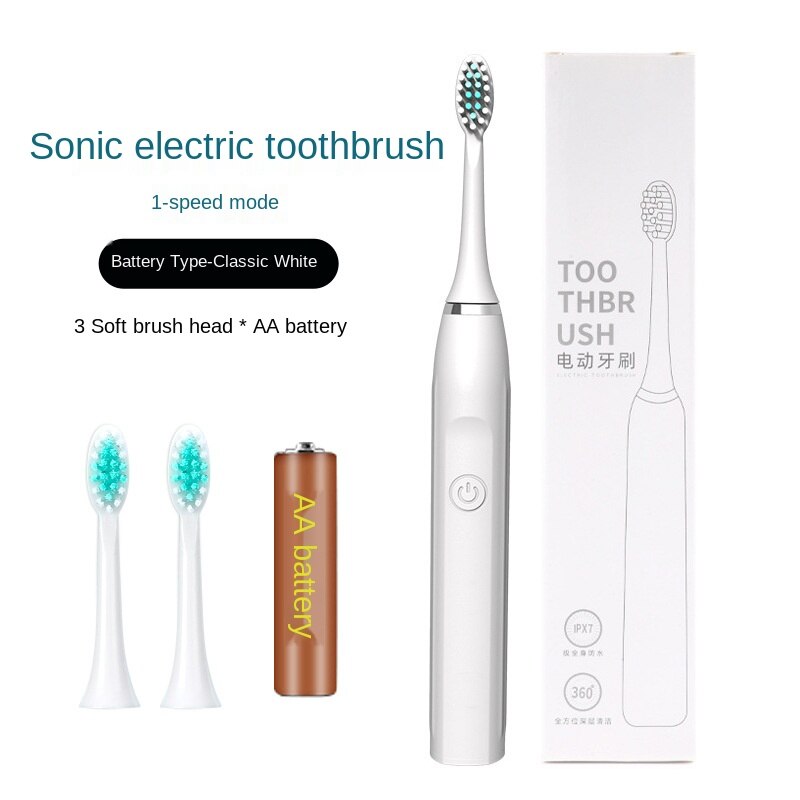 Electric Toothbrush Sonic Household USB Charging Intelligence Cleaner Sound Waves Device Maglev: Battery white