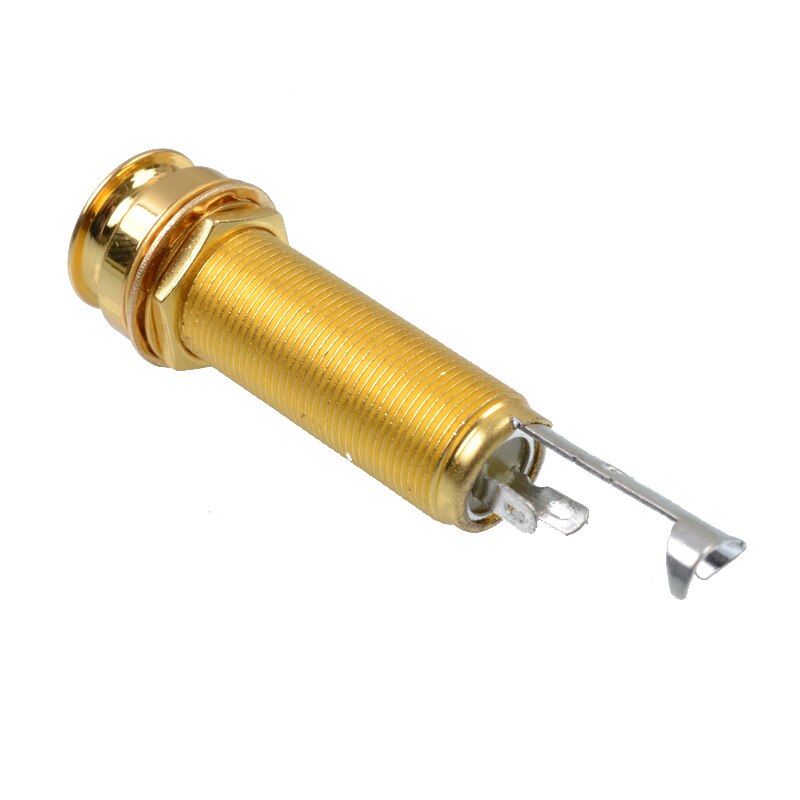 4 couleurs fileté cylindre guitare électrique basse sortie entrée sangle fin Pin Jack guitare pick-up prise 6.35: Gold-1pcs