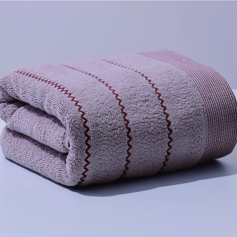 Bath Towel for Adults Cotton Thickened 70x140cm Stripes Absorbent Soft Bathroom Towel Set Face Hand Towels Home Hotel Quick Dry: Khaki / 35x75cm 1pcs