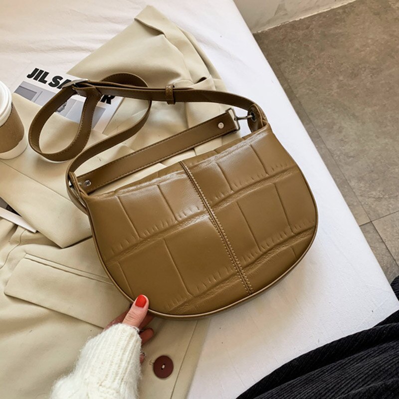 Jahrgang Stein aufbringen Kleine PU Leder Umhängetaschen Für Frauen Winter Neue Schulter Bote Tasche Damen Handtaschen Und Geldbörse: Braun