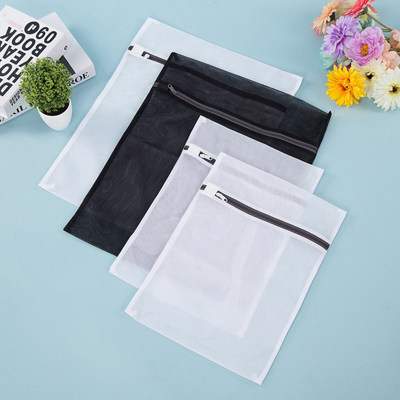 4Pcs/Set Zippered Foldable Washing Laundry Bag Mesh Clothing Care Protector Bag Travel Portable Storage For Bra Underwear Socks