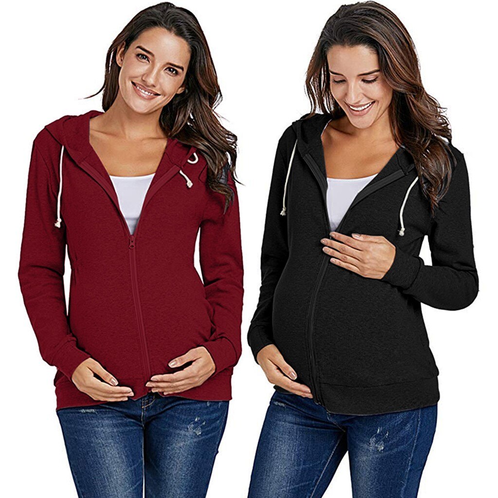 Maternity Breastfeeding Hoodie Sweatshirt Autumn Winter Pregnant Women Clothing Lactation Clothes For Nursing Mothers Tops