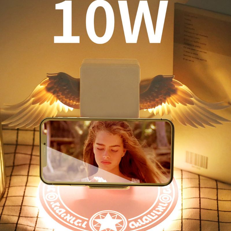 LED Qi Drahtlose Ladegerät Dock 10W Engel FlüGel Schnelle Ladegerät für praktisch Handy, Mobiltelefon Y51A