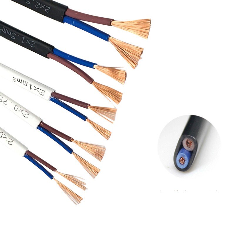 2-core 18AWG flat parallel cable 17/15/13/11AWG pure copper core PVC sheath power cord lighting monitor line