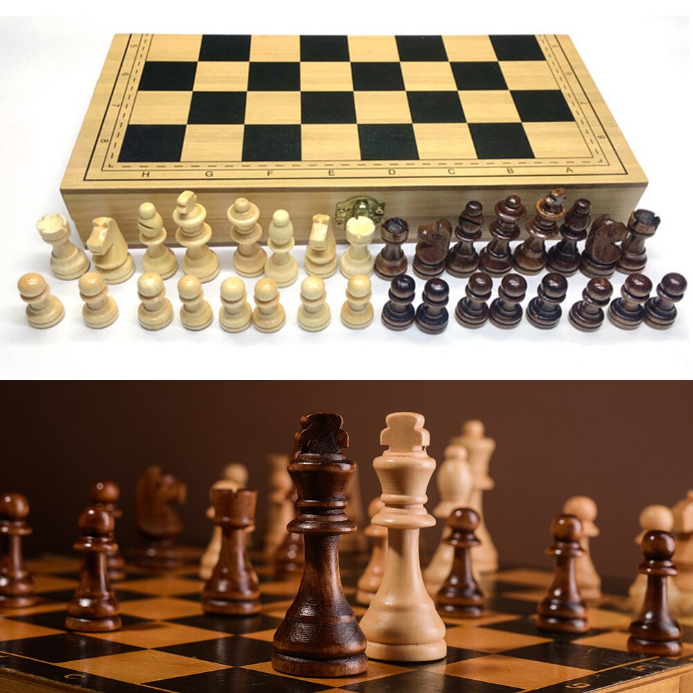 Travel Chess Chessboard Game Indoor Parent-Children Interaction Puzzle Wooden Folding Pieces Family Activities Board