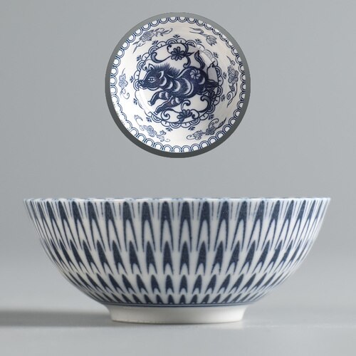 Keramisk kung fu tesæt kinesisk stjernetegn 50ml lille tekop enkelt kop antik blå og hvid porcelænskop personlig master kop: Hest