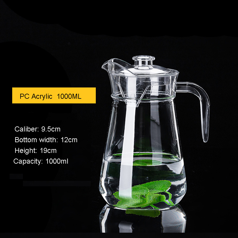 1L/1.5L/2L Plastic Acrylic Decanter Juices Kettle Transparent Water Jar Beverage Bottle Container Cold Milk Drinkware Bar Tool