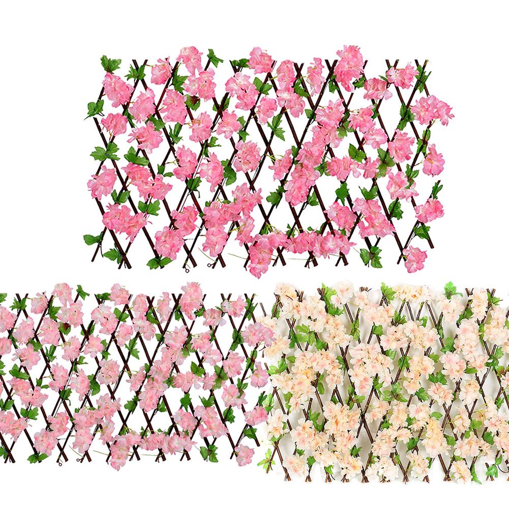 Valla retráctil telescópica de madera para decoración de jardín, decoración de hojas de flores, telescópica, retráctil