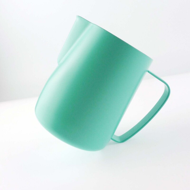 Melkkan 350/600ml roestvrijstalen opschuimkannetje trekbloembeker koffiemelkopschuimer latte art melkschuimgereedschap koffiegerei: Blauw 350ml