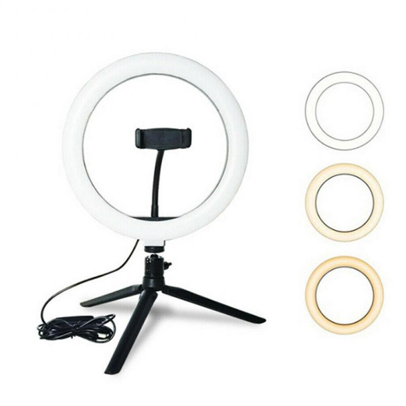 Fotografie LED Selfie Ring Licht 26CM Dimmbare Kamera Telefon Ring Lampe 10 zoll Mit Tisch Stative Für machen-hoch Video Live-Studio