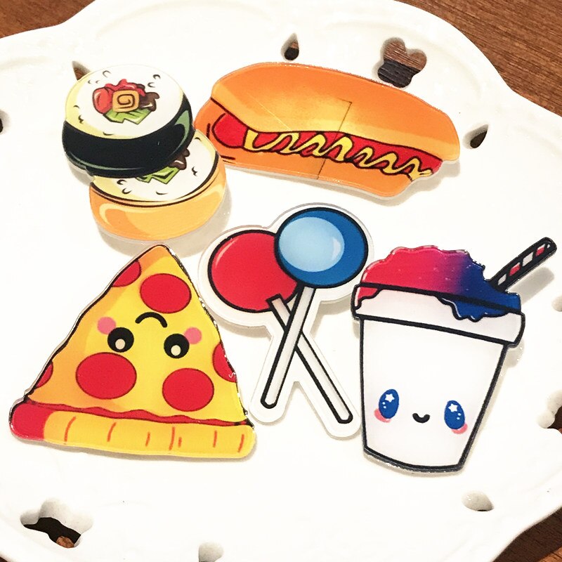 1Set Voedsel Serie Acryl Broches Cookie Sushi Mike Icoon Badges Ijs Pins Voor Kids Party Decoratie Op bag Kleding: Laser Bright