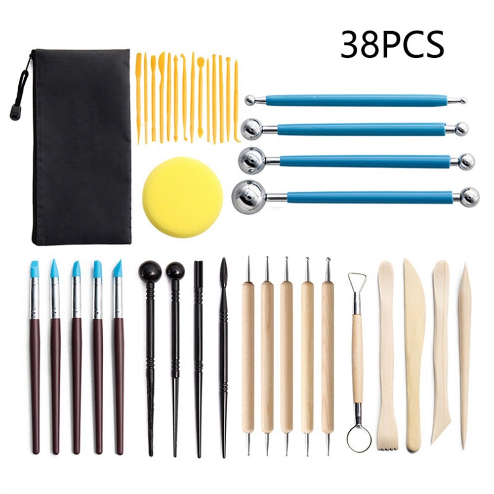 D&amp;D Pottery Clay Sculpting Tools Pottery Carving Tool Kit with Carrying Case Bag for Beginners Professionals Pottery Modeling: 38pcs set