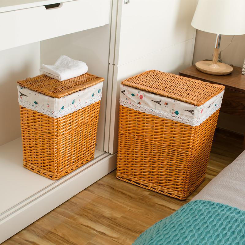Förvaringskorg för smutskläder rottingkorg extra stor tvättkorgskorg med lock pottbutik klädförvaringskorg: 45 x 35 x 57cm 8