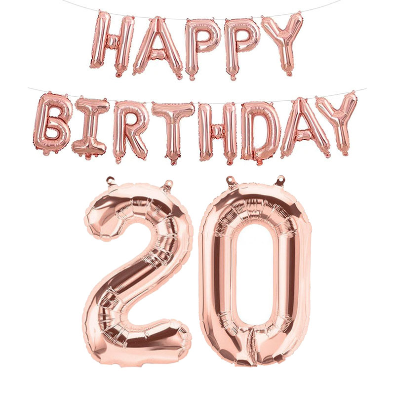 Globos de aluminio con números de feliz cumpleaños de oro rosa, decoraciones para fiestas para niños y adultos, niño y niña 10 11 14 15 18 25 30 35 40 50 60 70 años