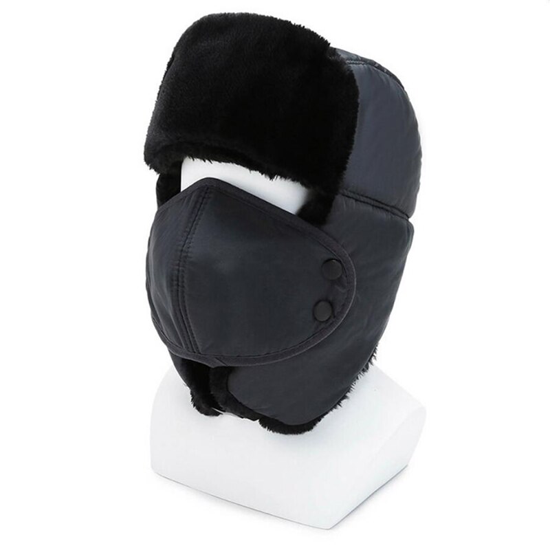 Vinter mand fortykning hat ørebeskyttere plus fløjl udendørs ørebeskyttelse varm leifeng hat kvinder maske næse beskyttelse cap: Grå
