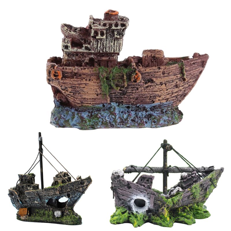 Fish Tank Landscaping Pirate Ships Resin Ship Decorations Suitable for Aquarium Fish Ships QP2