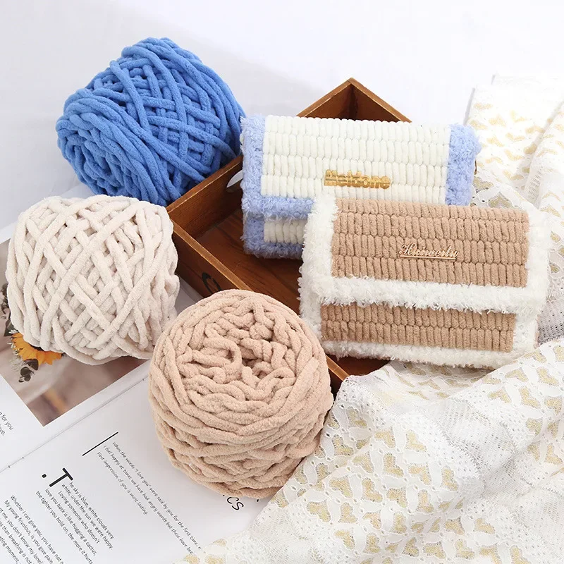 100g/bal Chenille Breigaren Zacht Ijs Strip Lijn Katoenen Garen DIY Wol Garen voor Hand Breien Sjaal dikke Wol