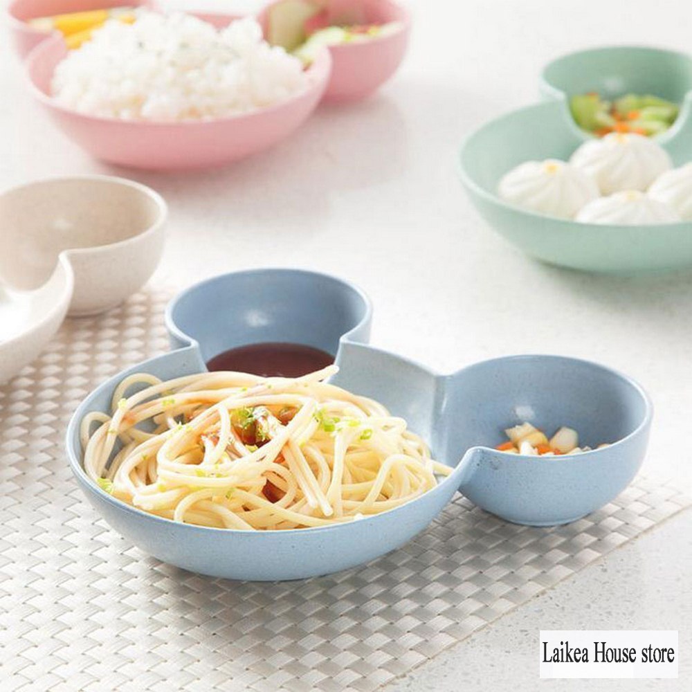 Assiette à dîner en paille pour enfants, dessin animé, vaisselle pour enfants fendue assiette à dîner, mignon et vaisselle ménagère assiette bébé assiette petit déjeuner