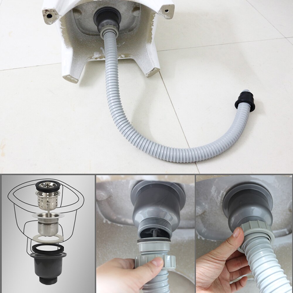 Talea Stainless steel Mop Pool Sink Drain Strainer Waste kit Basket Drain Set with Drain Pipes Drainage system Z5034C001