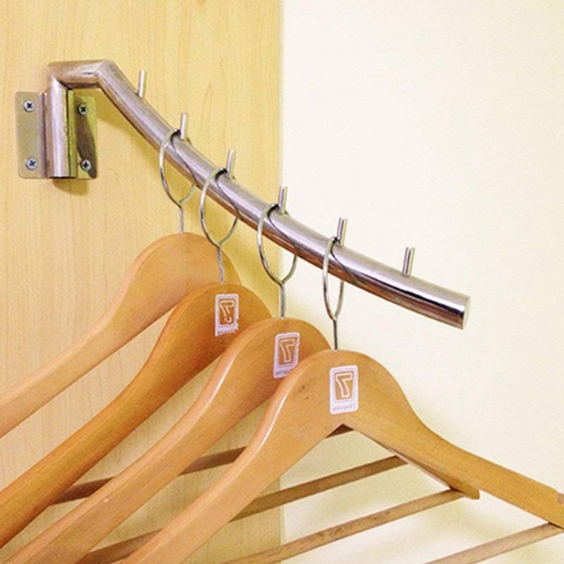 2 Pack Stainless Steel Clothes Hanger with Swing Arm Holder Clothing Hanging System Duty Drying Rack Wall Mount, Wall Hangers fo