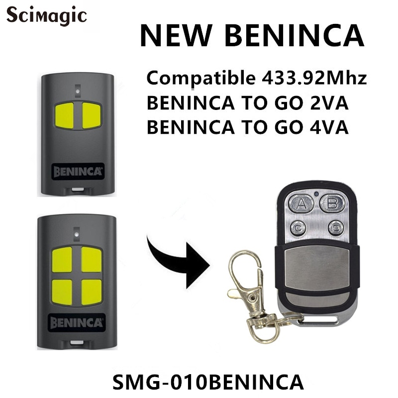 BENINCA TOGO 2VA/ TO GO 4VA porte de garage télécommande 433.92mhz code roulant émetteur porte-clés de