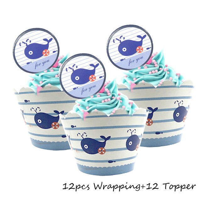 Ocean Shark Disposable Tablecloth 120*180cm Cute Shark Baby Shower Boy Party Decor Shark Cupcake Toppers Supplies: No.18