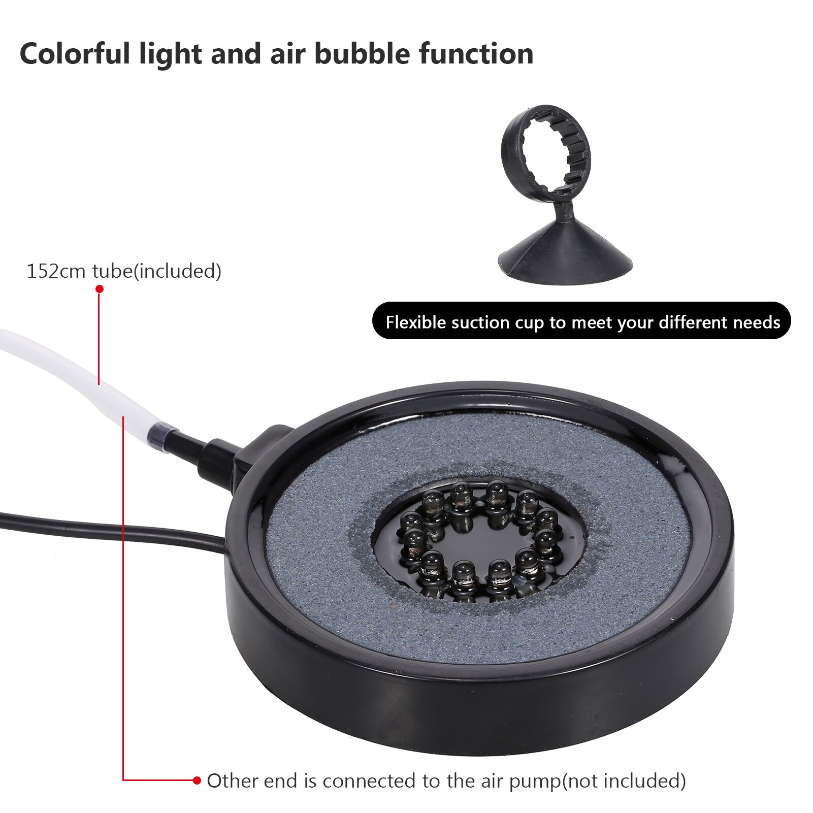 Aquarium Bubbler Light Color Changing Waterproof LED Aquarium Light Round Fish Tank Colorful Air Bubble Stone Aquarium Lamp