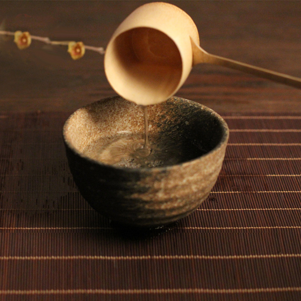 Naturlig bambu vatten slev bailer vatten dipper hem trädgård te ceremoni japansk stil  - 20cm / 34cm välja