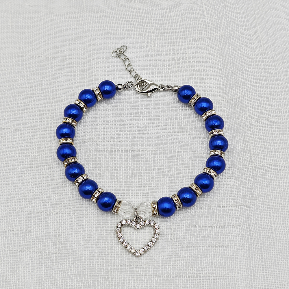 collier de perles pour animaux de compagnie mignon avec pendentif en strass en forme de coeur collier de chien de chat réglable bijoux pour petits animaux de compagnie 8 couleurs: L / YELLOW