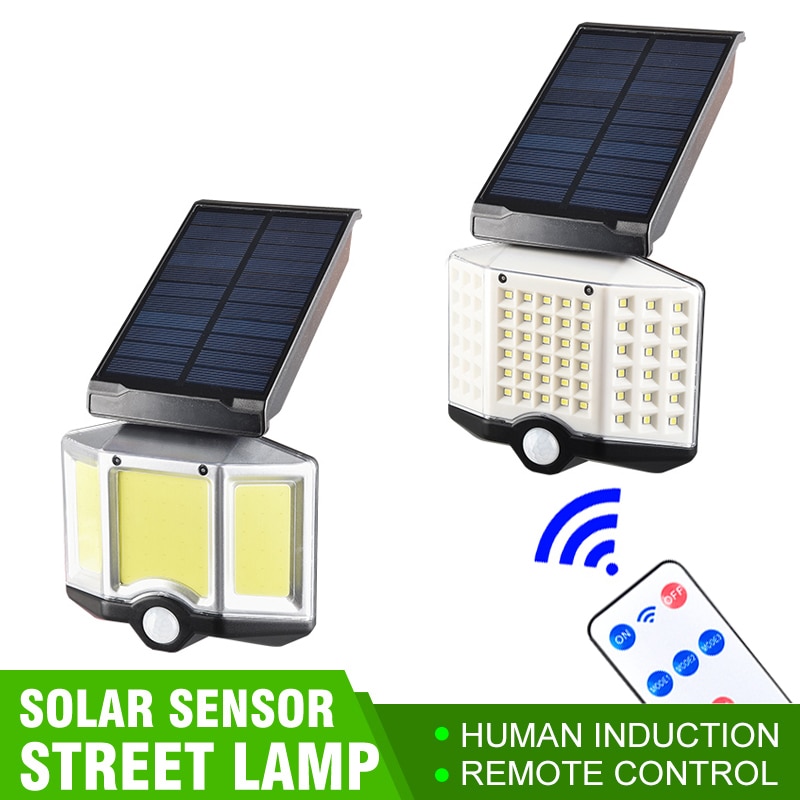 Cob/Led Solar Light Outdoor Solar Lamp Pir Motion Sensor Solar Aangedreven Waterdichte Wandlamp Voor Buiten Binnenplaats Tuin yard