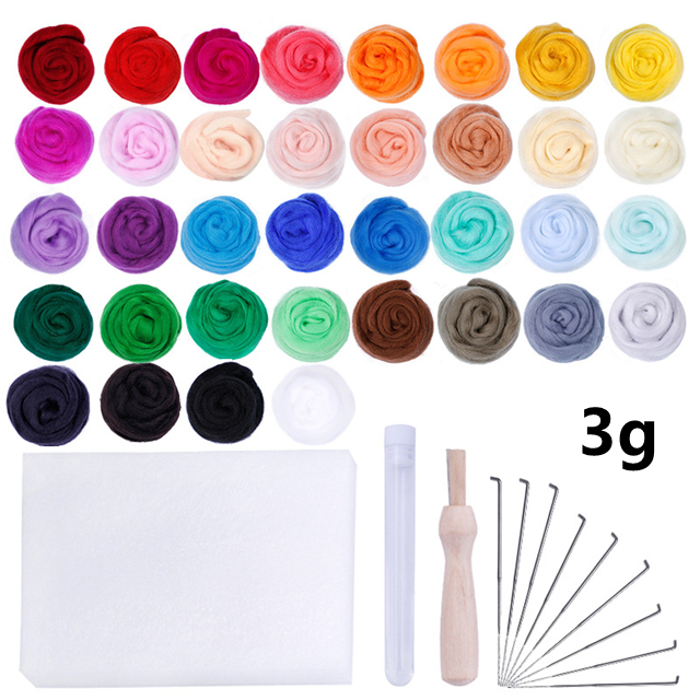 Kit de aguja para fieltro de lana, herramientas hechas a mano, conjunto de aguja de fieltro, paquete de materiales de tela, accesorios, 36 colores, 3g, 5g: set A