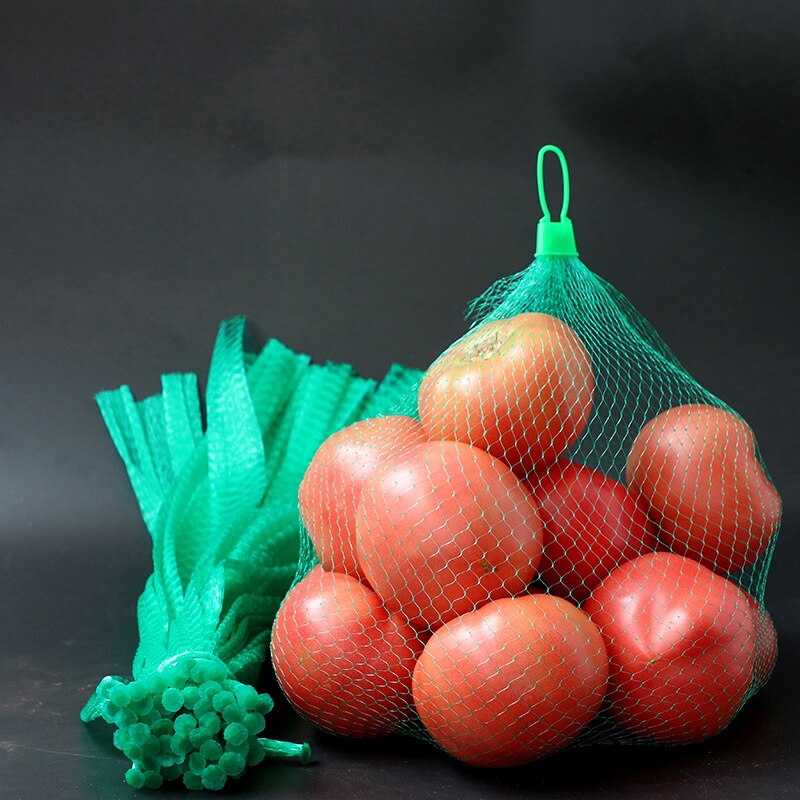 100 Pcs Plastic Nylon Mesh Net Bags for Vegetable Fruit Egg Toys Food Storage Packaging Organizer Green Network With Buttons