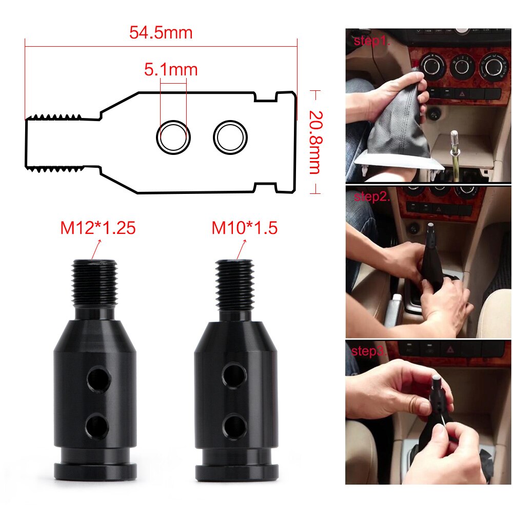 M12 x 1.25mm universell växelspaksadapter i aluminium för ogängade växlare för bmw mini 4 färger