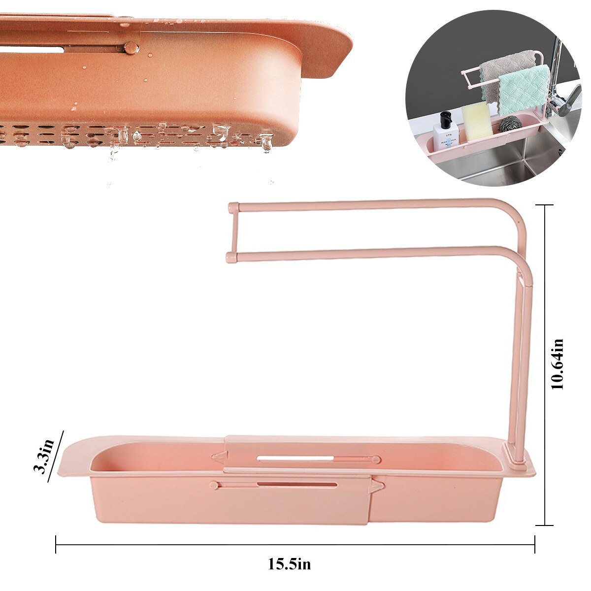 Drain Rack Kitchen Silicone Dish Drainer Tray Large Sink Drying Rack Worktop Organizer Drying Rack For Kitchen Dishes Tableware: pink