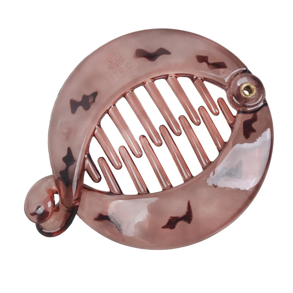 Pinza para el pelo de cola de caballo de forma redonda pequeña, Clip de plátano para mujeres y niñas, soporte para cola de caballo negro y marrón, accesorios para peinados profesionales: Gris