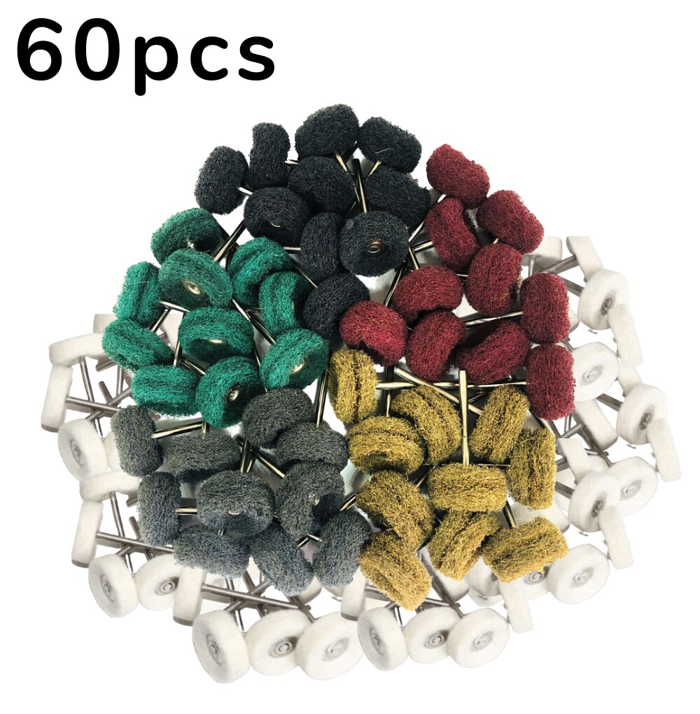 Mini perceuse, brosse Abrasive en Nylon, tête de ponçage, roue de polissage pour accessoires Dremel: D-60pieces