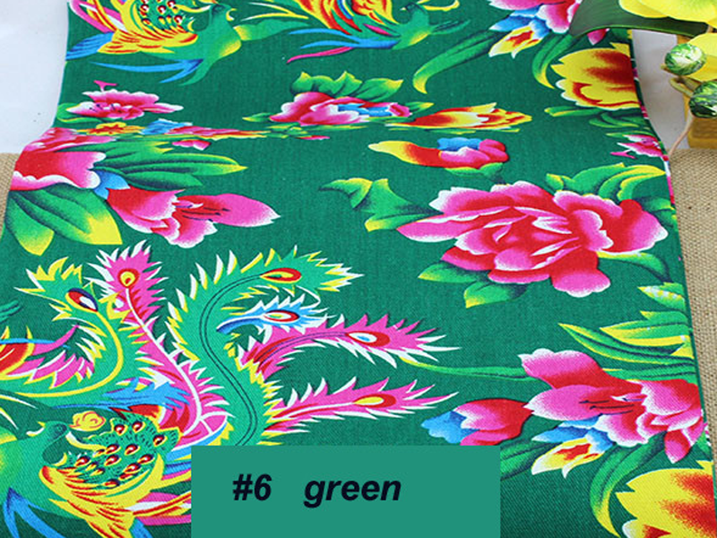 Tissu textile imprimé de phénix chinois, à motif de pivoine, 50cm x 160cm, pour literie: 6 green