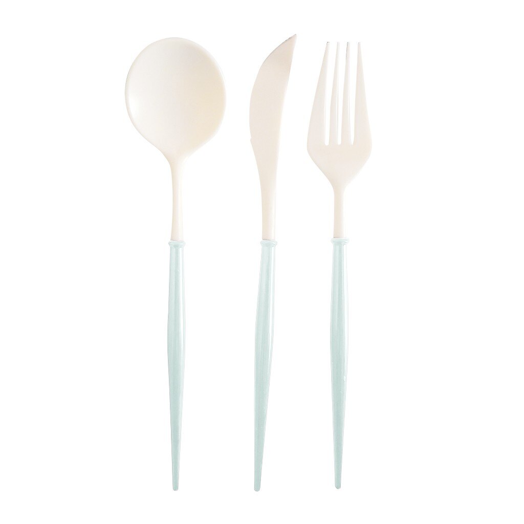 Party Plastic Bestek Set Knieves Vorken Lepels Wegwerp Plastic Servies # C: green