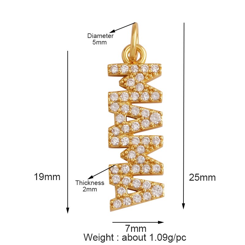 Fine LOVE KISS BABY ANGEL DEAR MAMA LUCKY Letter Charm Pendant Jewelry, Trendy Necklace Accessories Hand Making Supply K50: black