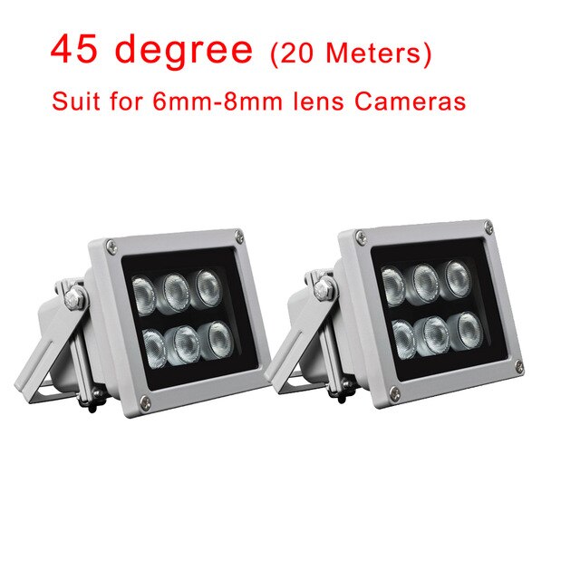 Cdycam Infrared Light 6 Strong LED Night Vision Range 45/60 Degree 850nm Aluminium Illuminator lamp for Security CCTV IP Camera: LED6-45D-2pcs