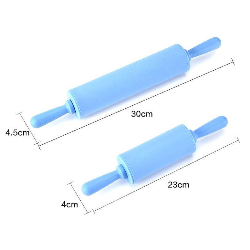 Rodillo antiadherente para fondant para niños, rodillo de masa para pasteles, manualidades, herramienta de cocina para hornear, Color aleatorio