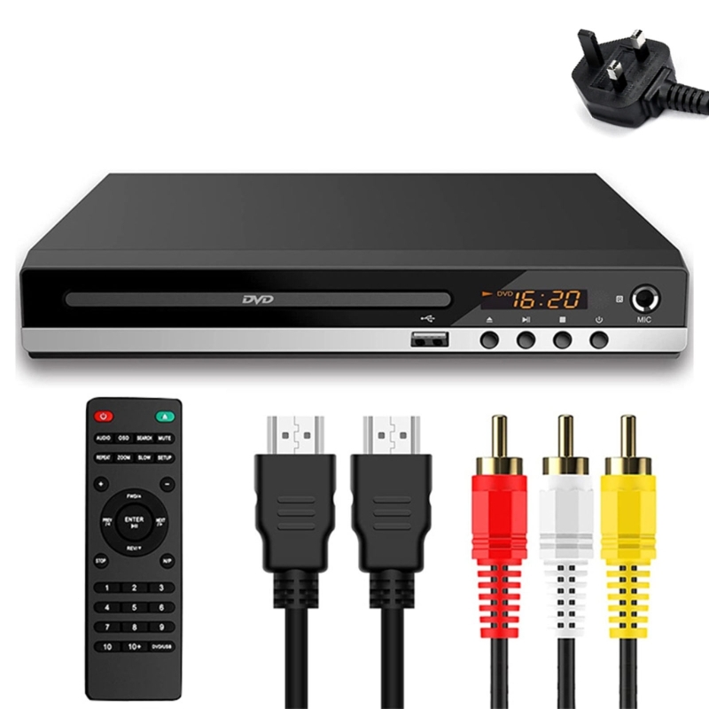 Dvd-spelare för tv med hdmi-kompatibel av-utgång, svcd-spelare för hemmabruk, regionsfri cd-rw-spelare för hemmastereo: Silver-