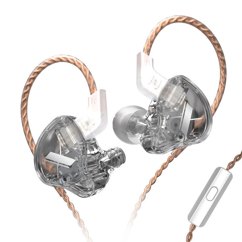 Auriculares dinámicos KZ EDX 1DD con Monitor de alta fidelidad para DJ, auriculares deportivos con cancelación de ruido, auriculares KZ ZST X ZSN PRO EDR1 ZAX ED9 ED12 ATE ZS3 ES3 ZS4 ZS3E: Clear gray with mic