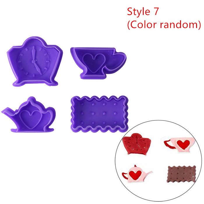 4 stk/set 3D Plunger Cookie Stempel Halloween Kerst Cookie Cutter Bakvorm Baby Plastic Reliëf Cookie Cutter Fondant Cutter: Style 7