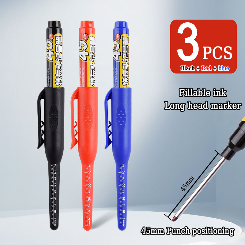 45mm långa spetsiga oljepennor vattentät snabbtorkande lämplig för träbearbetning kakel glas ritning markering kontor: Svart